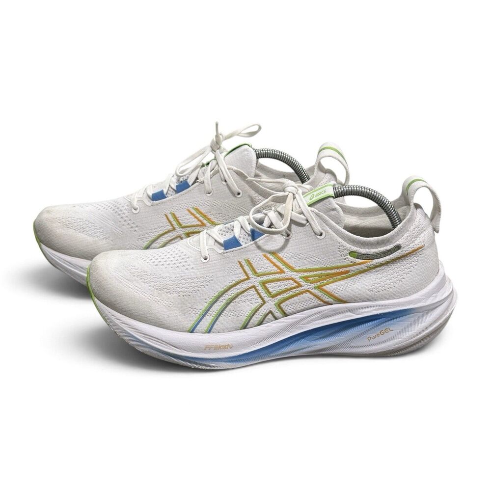 Asics Gel-Nimbus 26 Mens Size 10 White Green Athletic Running Shoes Sneakers